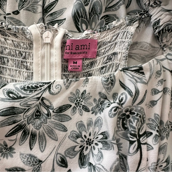 Francesca Floral Green and White Square Neck Midi Dress - Picture 7 of 7